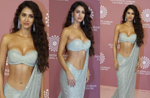 Disha Patani goes bold in revealing saree with strapless bra at event; watch